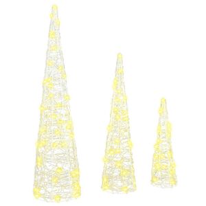 vidaXL Julgran 3 st 90 LED-lampor Varmvit 20 x 20 x 80 cm Akryl