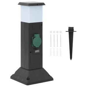 vidaXL Utomhusuttag med lampa och spett 2-v&auml;gs 16x16x39,5 cm