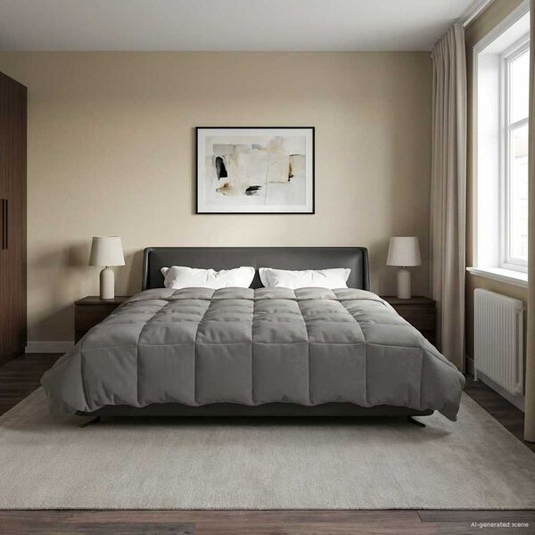 vidaXL Full &Aring;rs-Duvet Quiltad Ljusgr&aring; 220 x 260 cm Mikrofiber