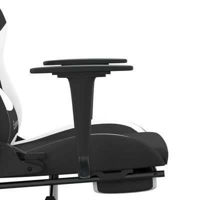 vidaXL Gamingstol med fotstöd svart och vit tyg