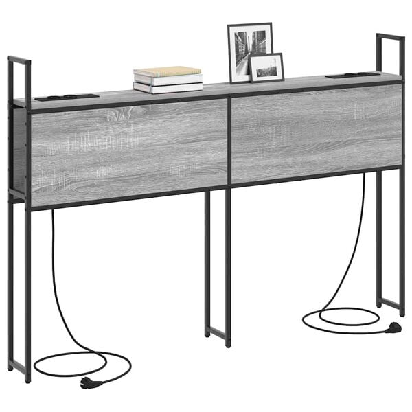 vidaXL F&ouml;rvaringsgavel med Laddstation Gr&aring; sonoma 163 x 15 x 98 cm