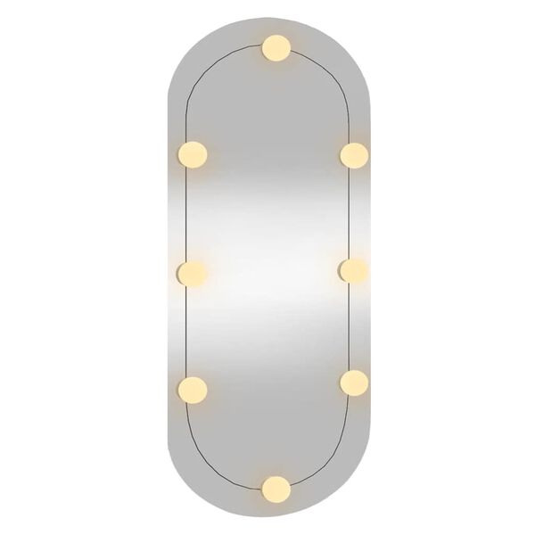 vidaXL V&auml;ggspegel med LED-belysning 35x80 cm glas oval