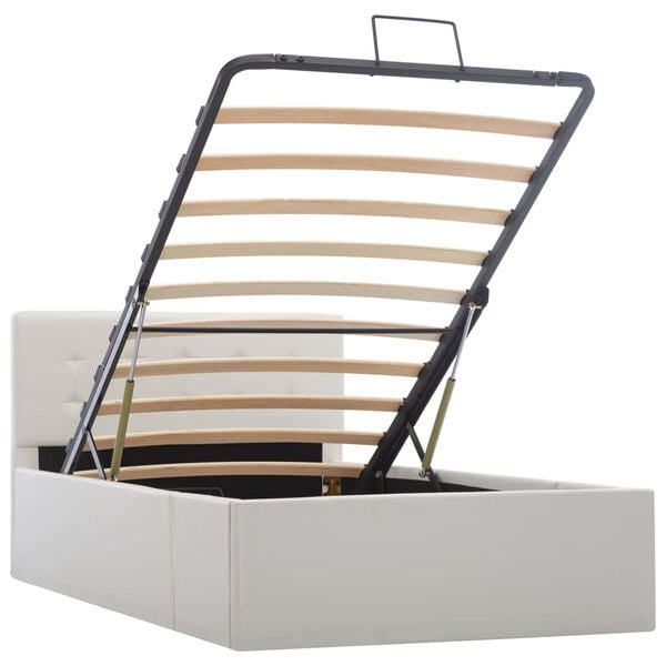 vidaXL S&auml;ngram hydraulisk f&ouml;rvaring vit konstl&auml;der 100x200 cm