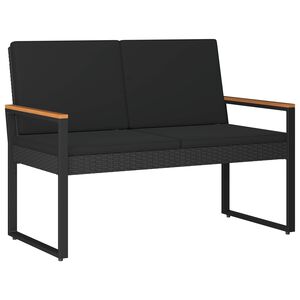vidaXL Utomhusb&auml;nk med kudde Svart 107 x 61 x 80 cm konstrotting