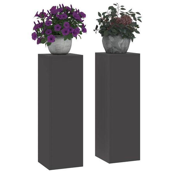 vidaXL V&auml;xtst&auml;ll 2 pcs Svart 24 x 24 x 75 cm St&aring;l