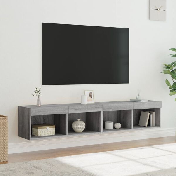vidaXL TV-b&auml;nk med LED-belysning 2 st gr&aring; sonoma 80x30x30 cm