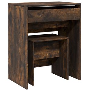 vidaXL Sminkbord med pall r&ouml;kf&auml;rgad ek 60x40x113,5 cm