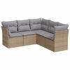 vidaXL Soffgrupp f&ouml;r tr&auml;dg&aring;rden med dynor 5 delar beige konstrotting