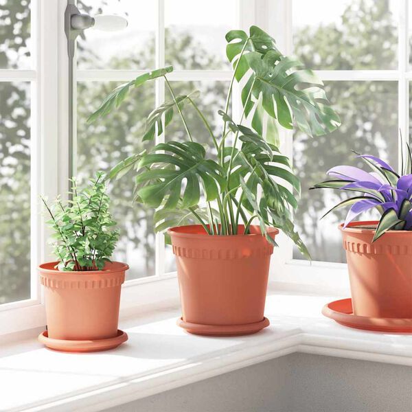 vidaXL Rund Blomkruka 6 pcs Murgr&ouml;n &Oslash; 19 x 16 cm Plast