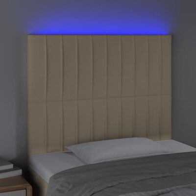 vidaXL Sänggavel LED gräddvit 100x5x118/128 cm tyg