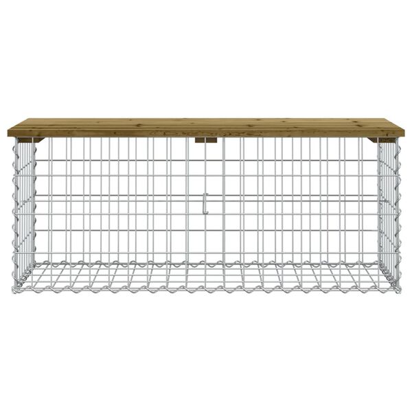 vidaXL Trädgårdsbänk gabion-design 103x44x42 cm tryckimpregnerad furu