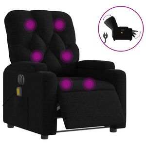 vidaXL Elektrisk massagef&aring;t&ouml;lj med uppresningshj&auml;lp svart tyg