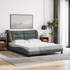 vidaXL Bed Frame with LED without Mattress "Hvar" Dark Grey 160x200 cm Fabric