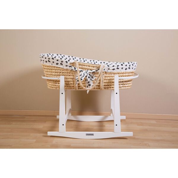 CHILDHOME Moses korg med madrass och &ouml;verdrag natur och leopardm&ouml;nster