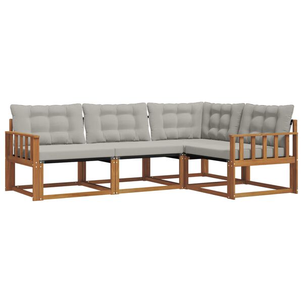 vidaXL Utomhussoffset med kudde 4 pcs Naturlig och Ljus Gr&aring;