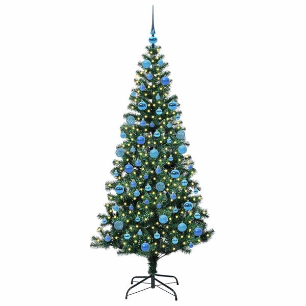 vidaXL Konstgjord F&ouml;rbelyst Julgran med 300 LED-lampor Gr&ouml;n 180 cm PVC