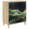 vidaXL Kommode WIJHE Teal marmortryck 66 x 36,5 x 75 cm Sonoma-ek