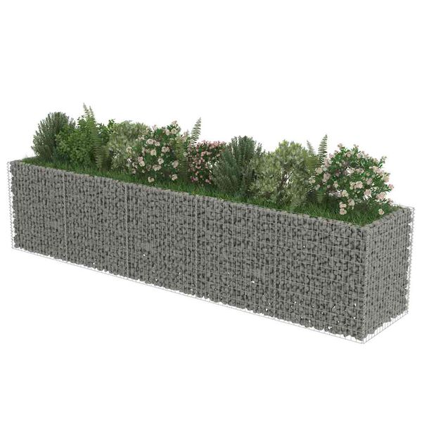 vidaXL Planteringsgabion upphöjd galvaniserat stål 450x90x100 cm