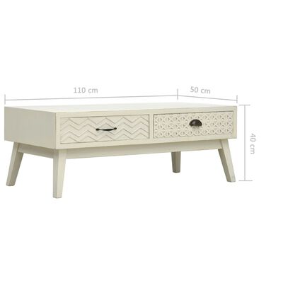 vidaXL Soffbord med 2 lådor sniderier grå 110x50x40 cm trä
