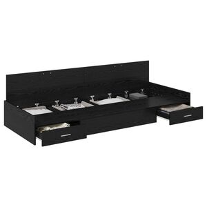 vidaXL S&auml;ngram med huvudgavel Svart Ek 100 x 200 cm Konstruerat tr&auml;