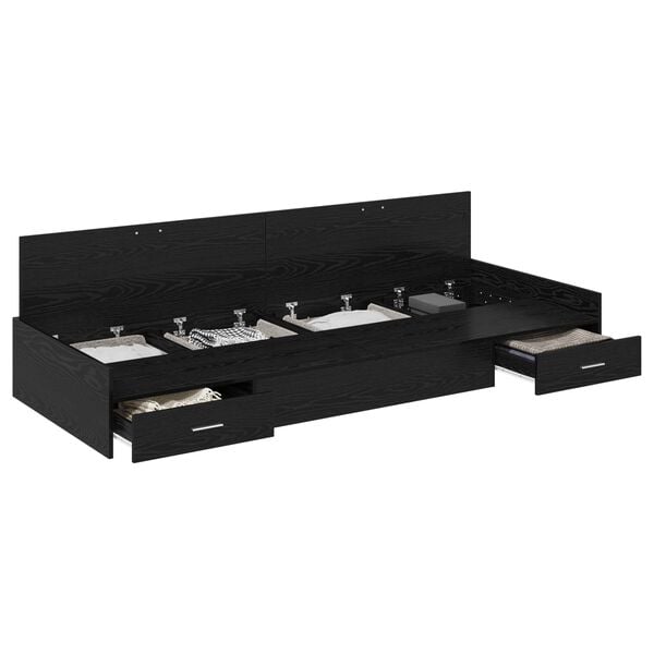 vidaXL S&auml;ngram med huvudgavel Svart Ek 100 x 200 cm Konstruerat tr&auml;