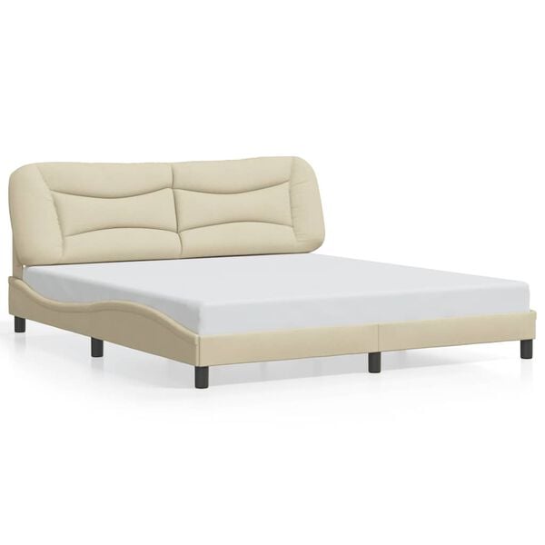 vidaXL Bed Frame without Mattress "Hvar" Cream 180x200 cm Fabric