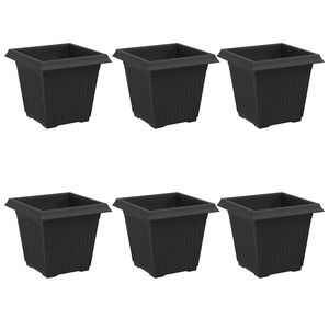 vidaXL Kvadratisk Blomkruka 6 pcs Svart 16 x 16 x 14 cm Plast