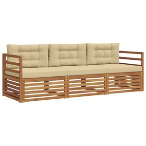 vidaXL Utomhussoffset med kudde 3 pcs Naturlig och Beige