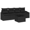 vidaXL Soffset med kudde med lagring 5 pcs Svart konstrotting