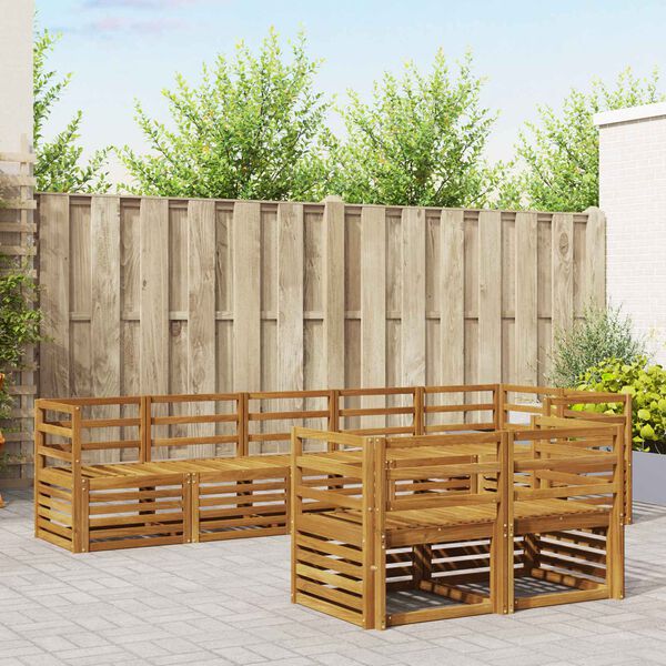 vidaXL Soffgrupper 8 pcs Naturf&auml;rg Massivt Akaciatr&auml;