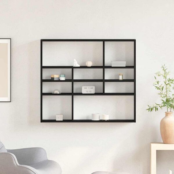 vidaXL Vägghylla svart ek 90x16x78 cm konstruerat trä