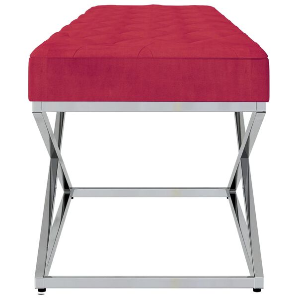 vidaXL B&auml;nk vinr&ouml;d sammet och rostfritt st&aring;l