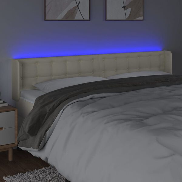 vidaXL S&auml;nggavel LED gr&auml;ddvit 183x16x78/88 cm konstl&auml;der