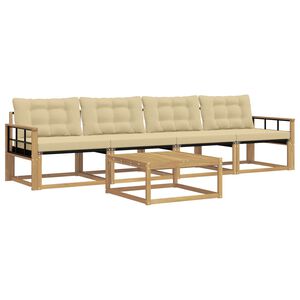 vidaXL Utomhussoffset 5 pcs Vit och Beige 79 x 79 x 37 cm