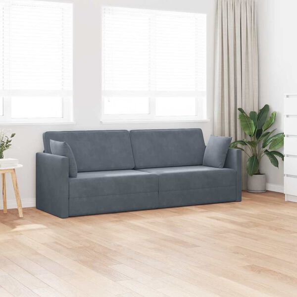 vidaXL Golvb&auml;ddsoffa M&ouml;rkgr&aring; 213 x 70 x 77 cm Sammet