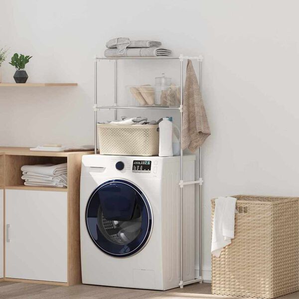 vidaXL Tv&auml;ttmaskins hylla med lagring Vit 70 x 27 x 136 cm Aluminium