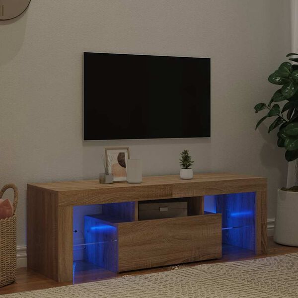 vidaXL TV-bänk med LED-belysning sonomaek 120x35x40 cm
