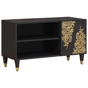 vidaXL TV-sk&aring;p med hylla Svart 80 x 33 x 46 cm Massivt mangotr&auml;