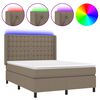 vidaXL Rams&auml;ng med madrass & LED taupe 140x200 cm tyg
