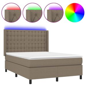vidaXL Rams&auml;ng med madrass & LED taupe 140x200 cm tyg