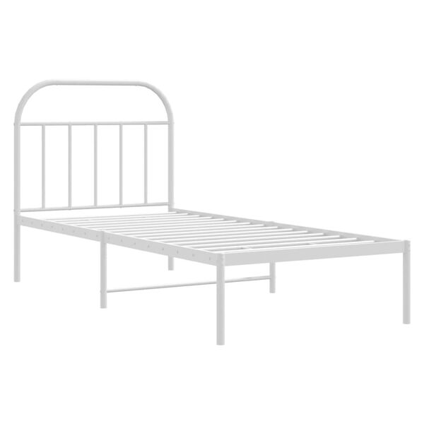 vidaXL Sängram med huvudgavel metall vit 90x190 cm