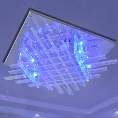 Fyrkantig RGB LED-taklampa med glasränder