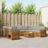 vidaXL Soffgrupper 10 pcs Naturlig och Ljus Gr&aring; Massivt Akaciatr&auml;