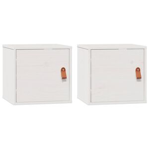vidaXL V&auml;ggsk&aring;p 2 st vit 31,5x30x30 cm massiv furu