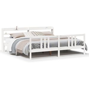 vidaXL S&auml;ngram med huvudgavel utan madrass vit 200x200 cm