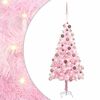 vidaXL Belyst plastgran med kulor rosa 150 cm PVC