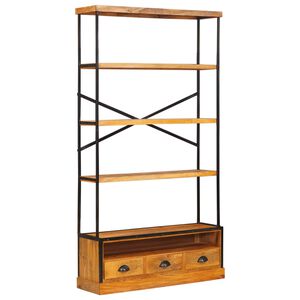 vidaXL 5-Tier Bokhylla Naturlig 100 x 30 x 180 cm Massivt mangotr&auml;