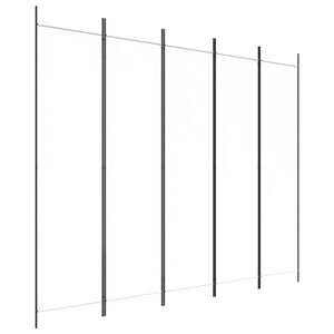vidaXL Rumsavdelare 5 paneler vit 250x200 cm tyg