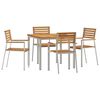 vidaXL Tr&auml;dg&aring;rdsm&ouml;belset 5 pcs Massivt teaktr&auml; och rostfritt st&aring;l
