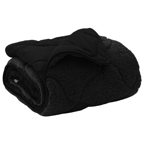 vidaXL Full &Aring;rs-Duvet Svart 200 x 200 cm Mikrofiber och Teddyfleece